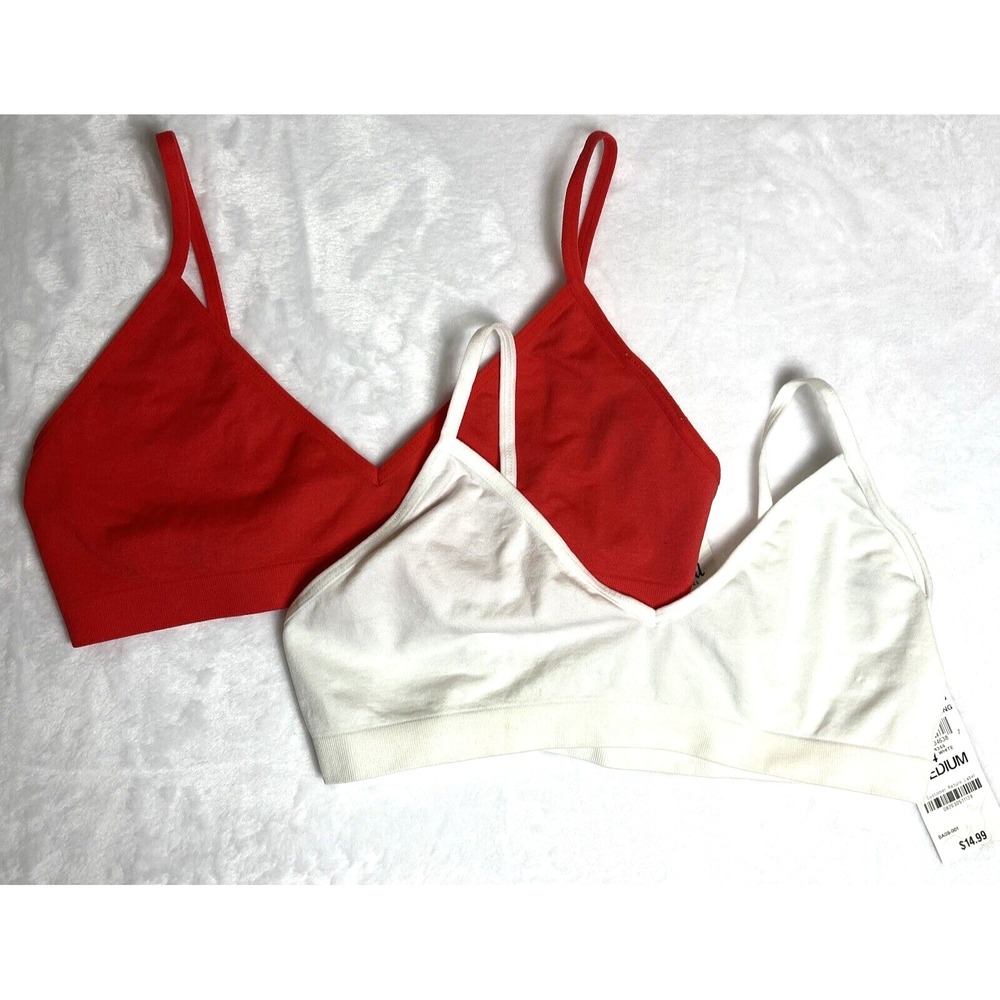 Lot of 2 Jenni Intimates Bralette Light Support Papaya Punch White Size M NEW